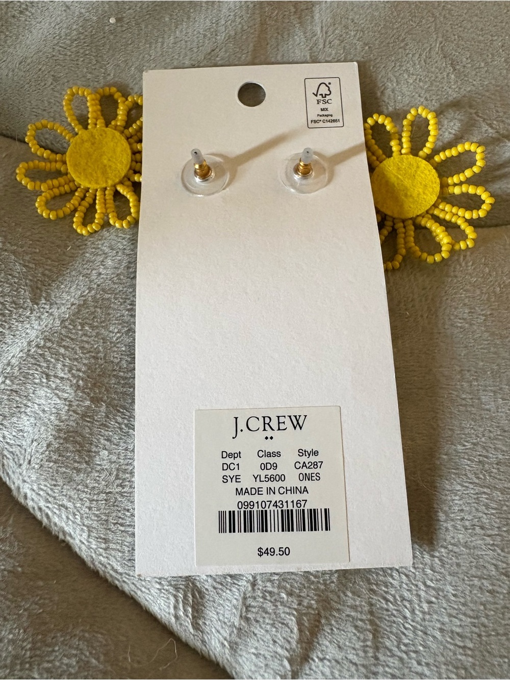 J. Crew Sunburst Yellow Beaded Flower Earrings - Picture 5 of 6